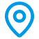 Icon of a blue location pin on a white background.