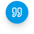White quotation marks with blue background